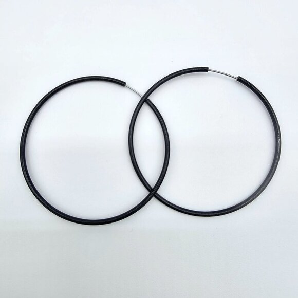 Large Hoop Earrings, Set of 3 Bundle | Black, Navy & Baby Blue - Picture 3 of 10